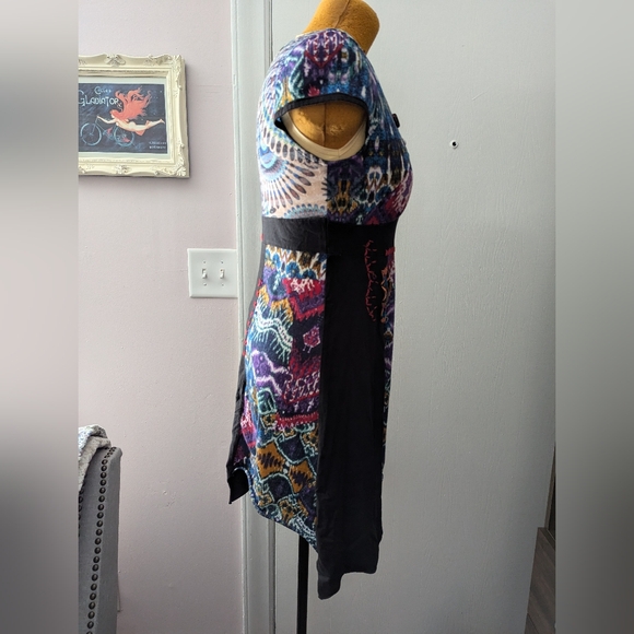 Women's Boho Short Sleeve Tunic size S/M Patchwork Embroidery - Picture 2 of 11